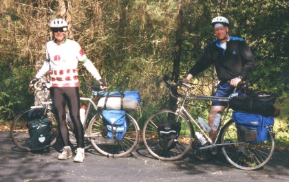 Frank and Alan standing in front of loaded bikes.