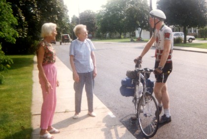 Me talking to Mom and Aunt Lynn in front of Mom's house
