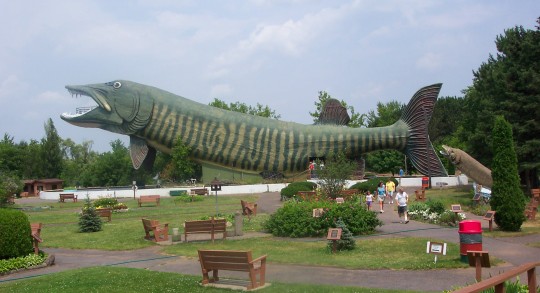 Giant fish-shaped structure at fishing museum