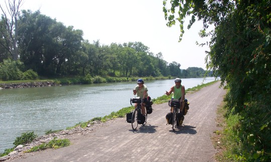 Maddy and Don riding the Erie Canal trail