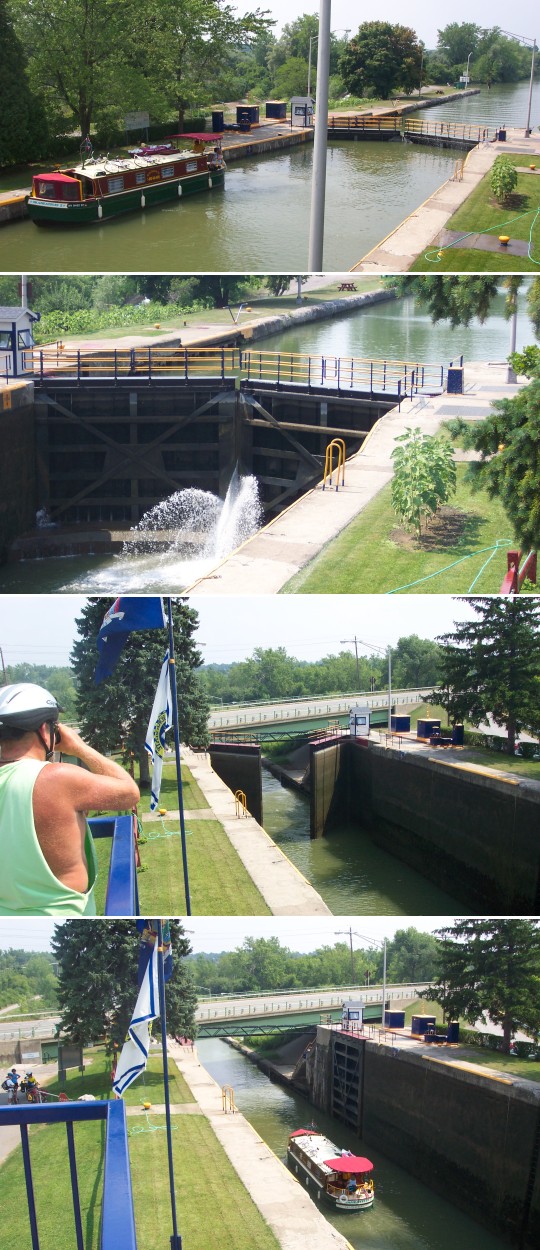 Four photos showing locks opening and closing