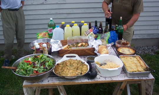 Table loaded with food