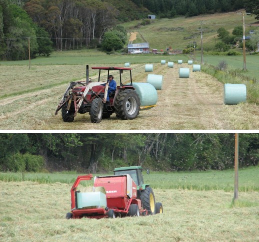 Tractor baling hay