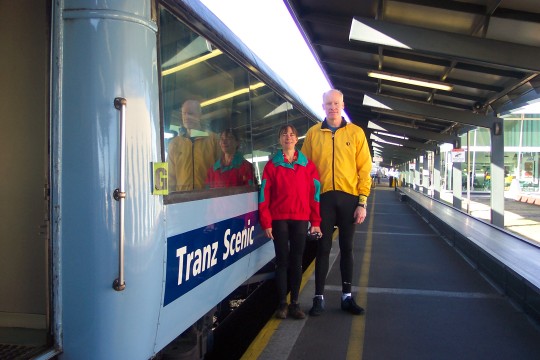 Alan and Sue ready to board the Tranz Scenic train