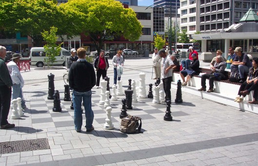 Giant chessboard in Cathedral Square