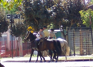 Equestrians in the town of Yungay