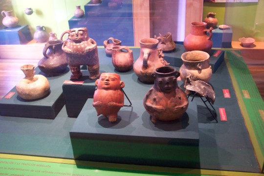Pottery display from the museum on Isla Teja