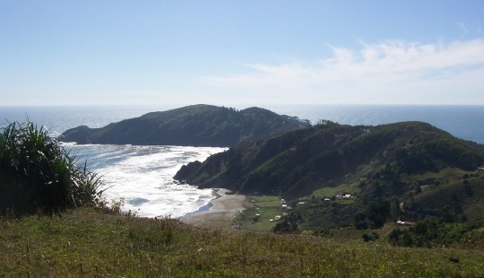 View of hills and ocean