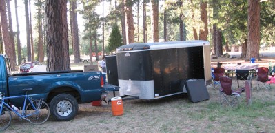 The trailer in camp