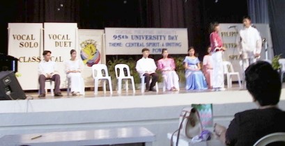 Contestants on stage at the University Day singing competition