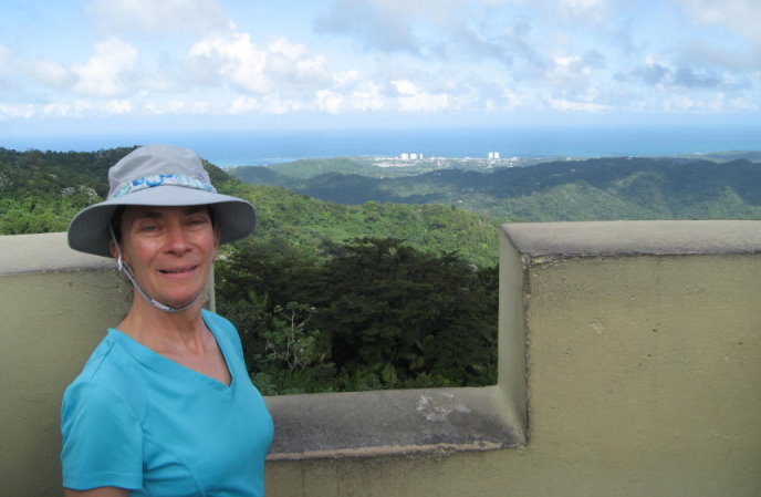 Sue at the top of the tower at El Yunque
