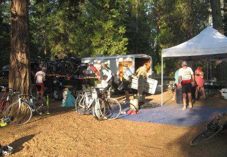 Riders loading the trailer